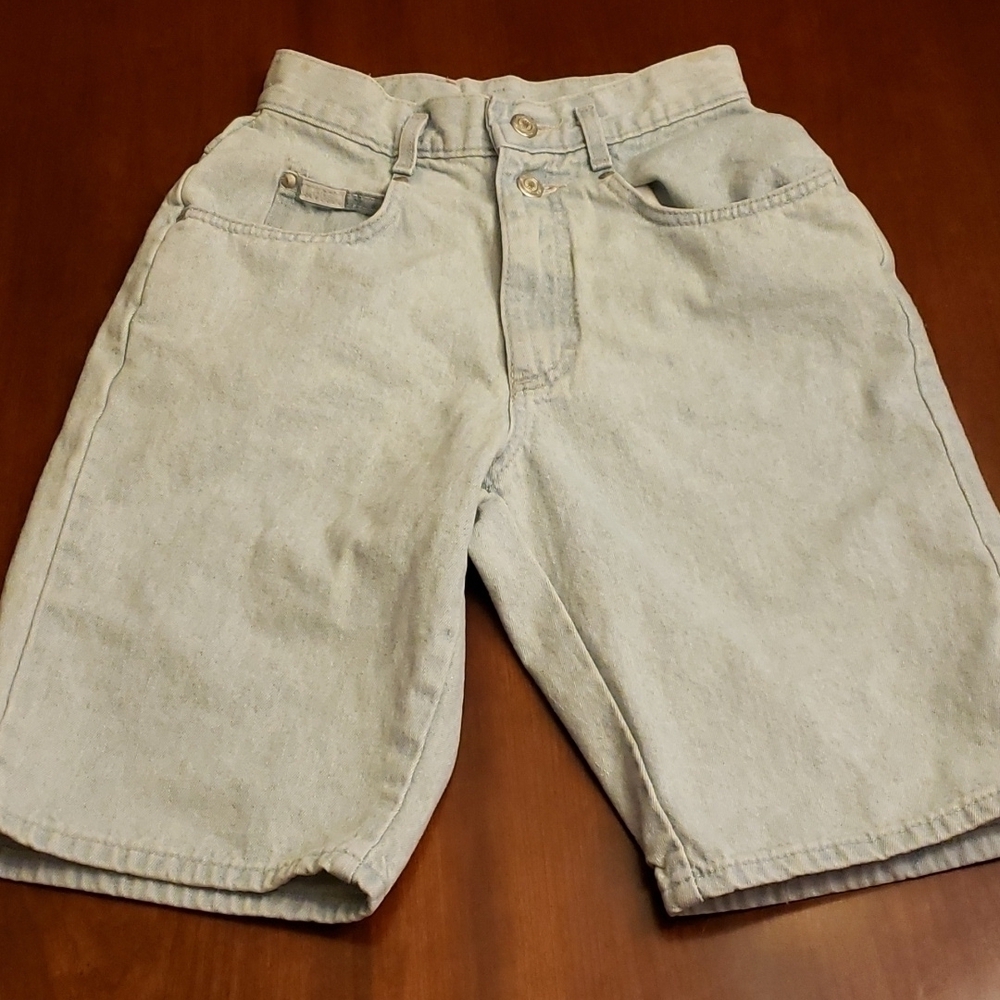 VINTAGE Lee Ribcage High Waist Denim Shorts 23" Waist Light Wash 10" inseam